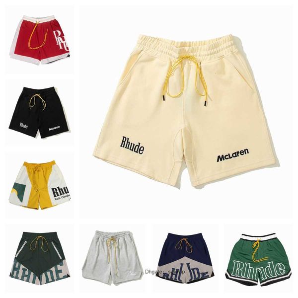 

2023 rhude shorts designers mens basketball panel court swim trunks sweat senna flight yachting short bottoms fashion blue green black, White;black