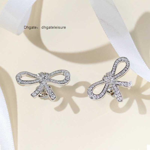 

han dongmen bow tie earrings s925 silver plated gold simple temperament sweet little fairy network red same style earrings, Golden