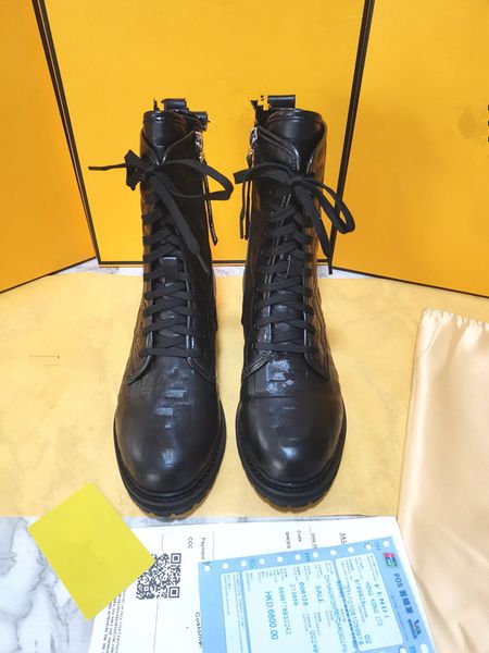 

designer platform boot patent boots women real leather non-slip mid chunky heel fashion genuine booties side zip lace up ankle strap buckle, Black