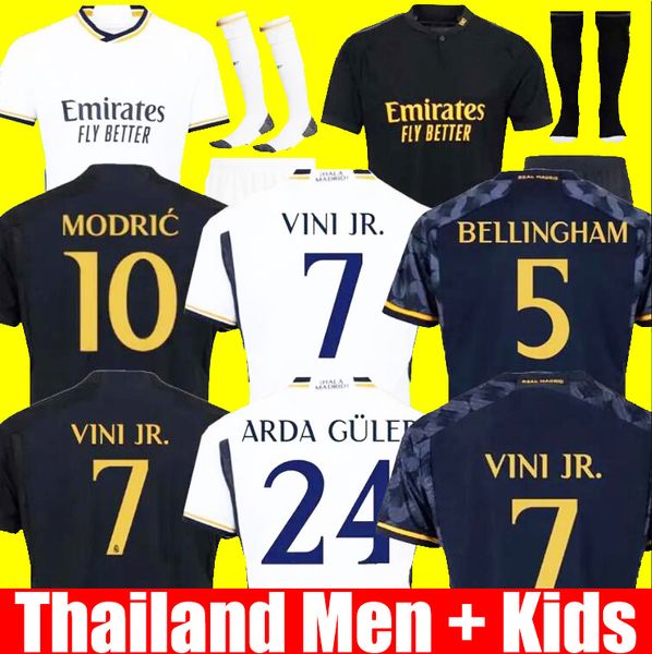 

bellingham vini jr real madrid 23 24 soccer jerseys fans player version rodrgo 2023 2024 football shirt camiseta de futbol men kids women un, Black;yellow