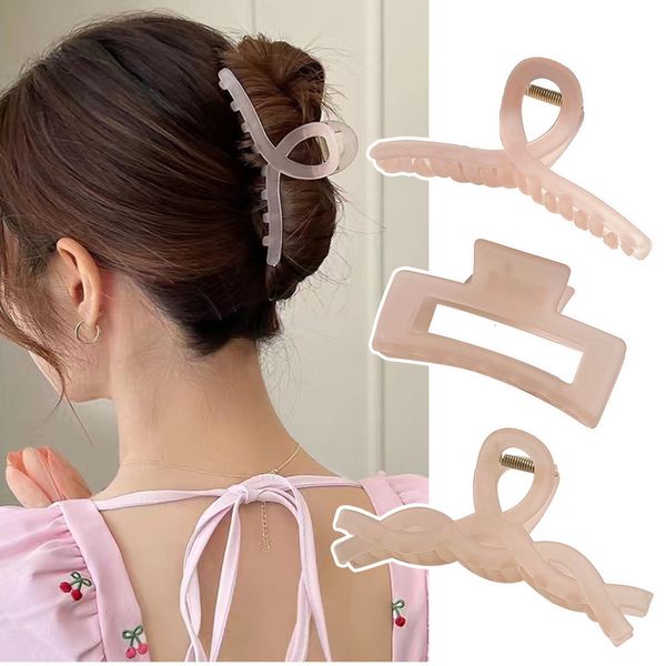 

headwear hair accessories simple 3 color matte claws elegant geometric hairpins square cross twist clips for women back head 230823