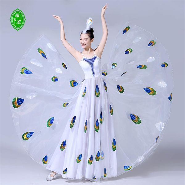 

the new opening dance performances dai dance costume female bird show white peacock spirit yarn big skirt2422, Black;red