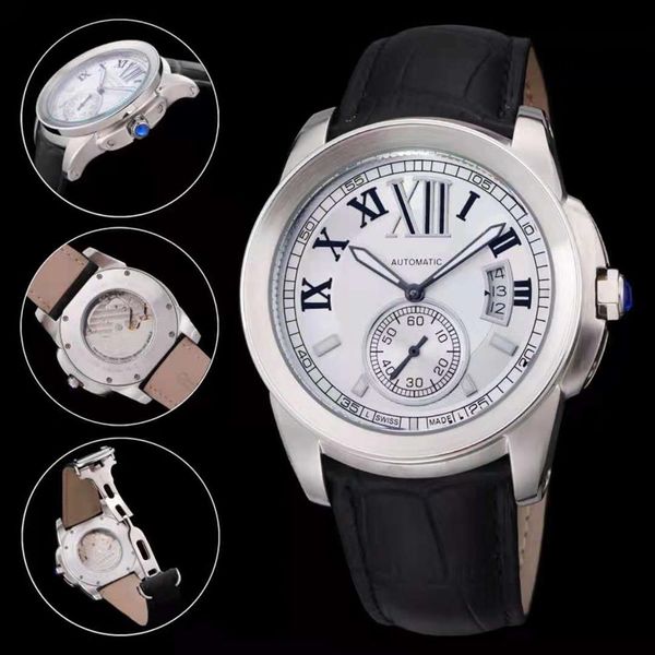 

fashion style mans watches mechanical automatic watch for men white face leather strap ca16253d, Slivery;brown