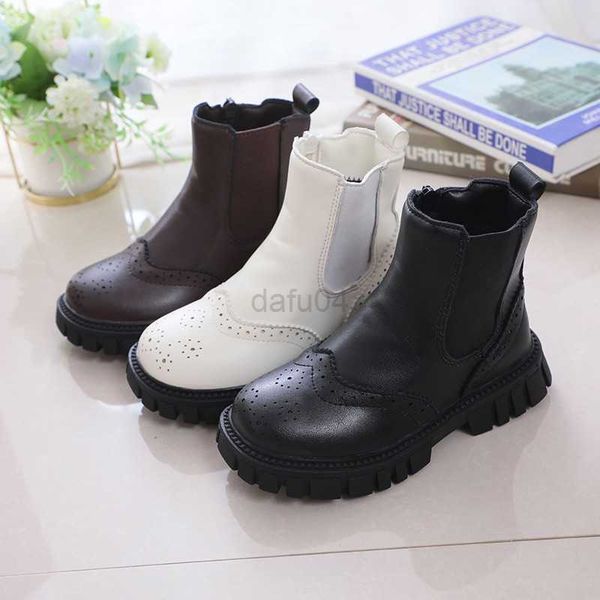 

boots children chelsea boots fretwork british style kids short boots warm winter zipper fashion elegant platform boys girls flat shoes l0824, Black;grey