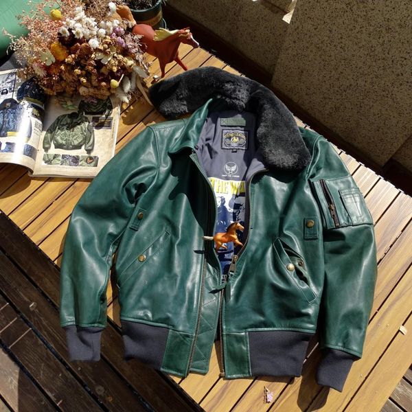 

men's jackets b15 empty fly monroe on the way up without painted skin green leather coat 230824, Black;brown