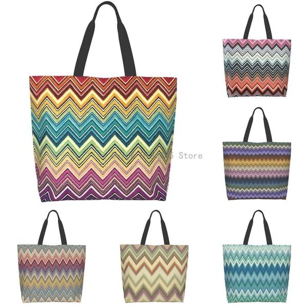 

shopping bag shoulder zigzag camouflage large capacity grocery tote for ladies 230223330s