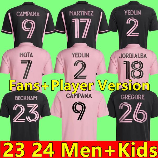 

2023 2024 miami soccer jerseys cf matuidi higuain campana yedlin beckham mls 23 24 football men and kids player fans version shirt kits chil, Black;yellow