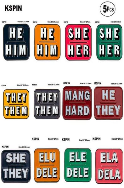 

they them she her he him badge lapel pin flag badge brooch pins badges 5pcs a lot5212674, Black
