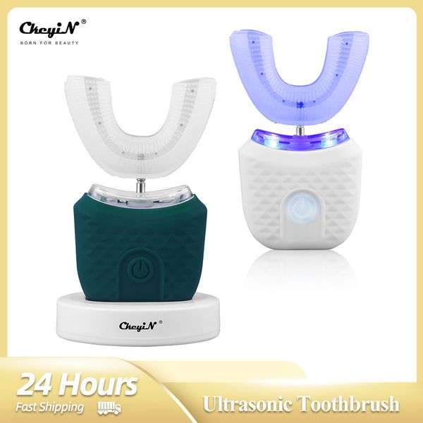 

toothbrush ckeyin automatic ultrasonic u shape electric toothbrush silicone sonic tooth cleansing brush intelligent 4 mode oral care device
