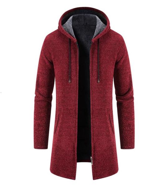 

men s sweaters long cardigan winter windproof warm hoodies sleeve zipper jackets comfortable coats 2303027348572, White;black