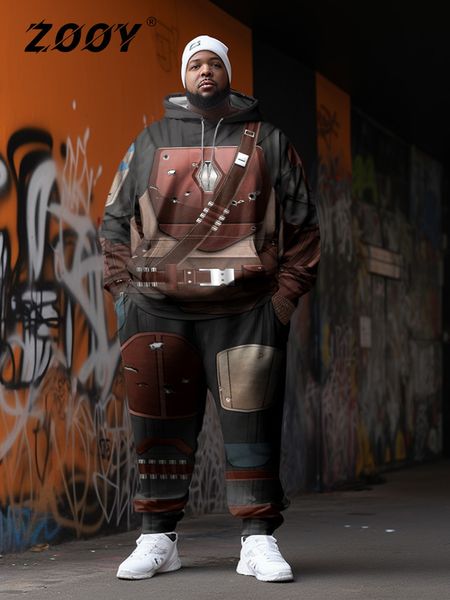 

men's tracksuits zooy 8xl 9xl large hoodie letter print set printed oversized fall plus size y230823, Gray