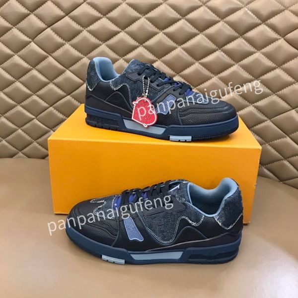 

2023 new luxurys designer sneakers casual shoes men women vintage trainer reflective sneaker mens platform shoe white womens leather trainer, Black