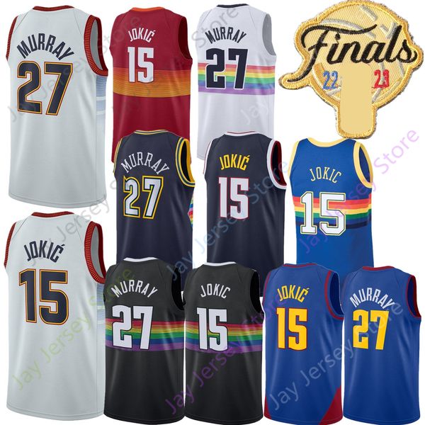 

jamal 27 murray jokic basketball jersey 2023 finals patch city jersey blue navy white s m l  2xl, Black;red