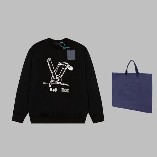 

2023 autumn/winter new pure cotton letter printing sweatshirt fashion trend round neck plate style w10-408, Black;brown