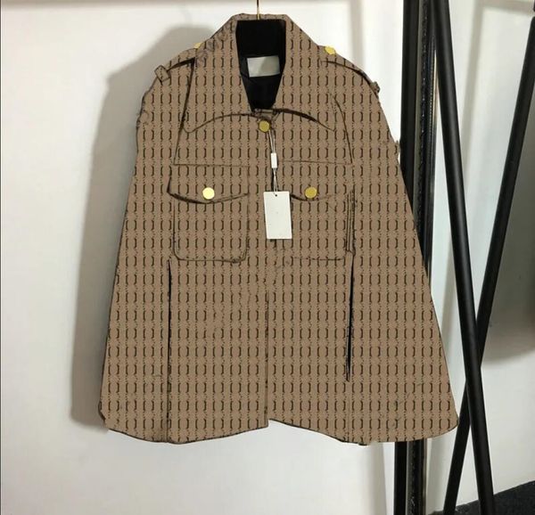 

2023 autumn womens cape designer women woolen overcoat fashion trench coats lady jacket letter print material hooded coat wrap-around clothi, Black