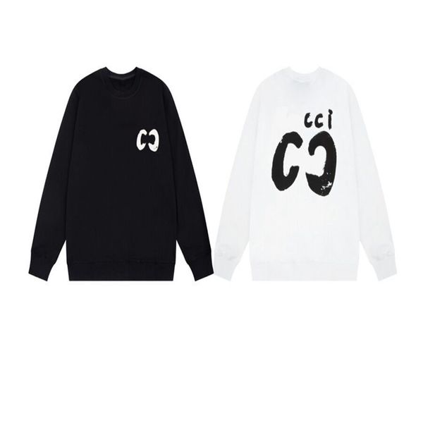 

2023 autumn/winter new pure cotton letter printing sweatshirt fashion trend round neck plate style w10-314, Black;brown