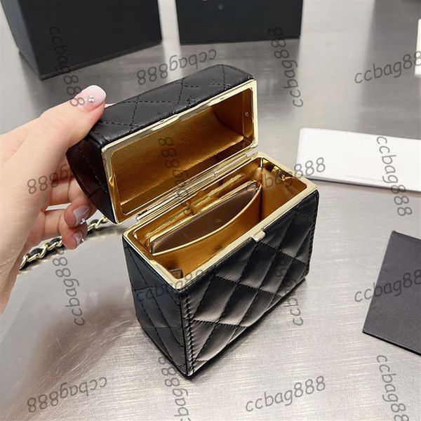

womens designer vanity bags cosmetic case box 5 colors cosmetic case with gold metal hardware matelasse chain crossbody shoulder h265k