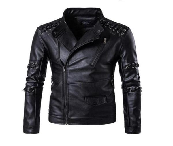 

retro motorcycle leather jacket mens coat casual punk genuine leather moto jacket biker windproof motor clothing plus size 5xl7895414, Black
