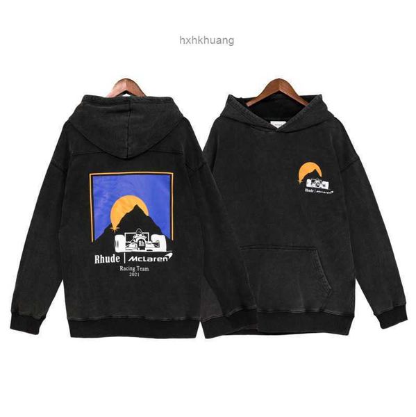 

rhude designer men hoody warm rhude hoodies pullover sweatshirts loose long sleeve hooded jumper mens women clothing us, Black