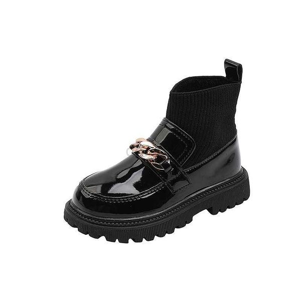 

boots flying woven stitching princess boots kids leather soft sole boots children socks boots fashion l0828, Black;grey