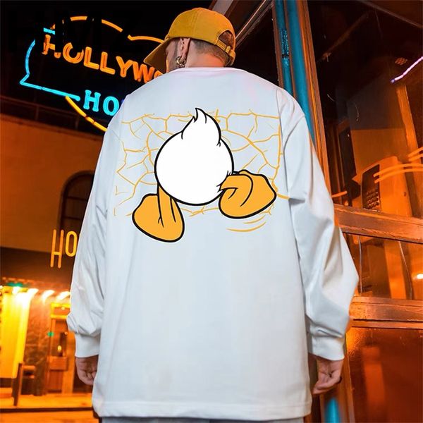 

men's hoodies sweatshirts hmz fashion oneck duck tail loose men clothing autumn long sleeves korean pullovers allmatch oversized 230823, Black