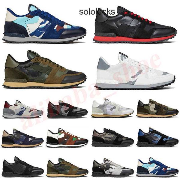 

valentinolies camo dress shoes leather army mesh genuine leather trainers camouflage flats sneakers womens suede mens casual rivet shoes stu, Black