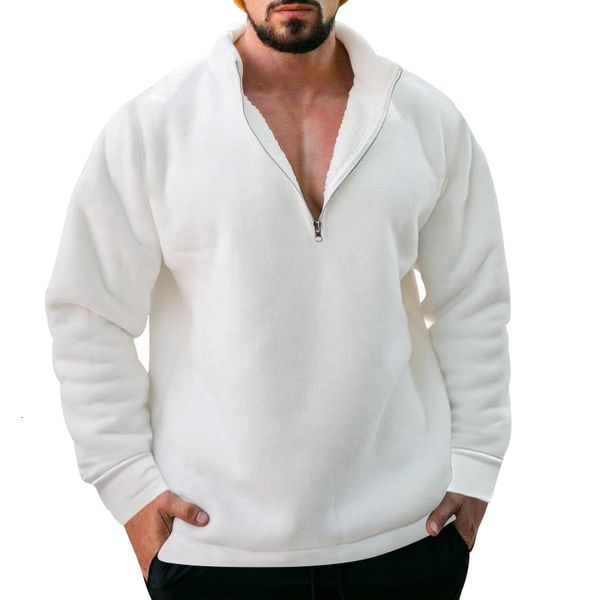 

men's hoodies sweatshirts cross border ecommerce autumn foreign trade men's cardigan sweater zippered loose plush 230823, Black