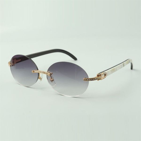 

white outside black inside buffs sunglasses 8100903-b with small diamond sets and 58mm oval lenses249p, White;black