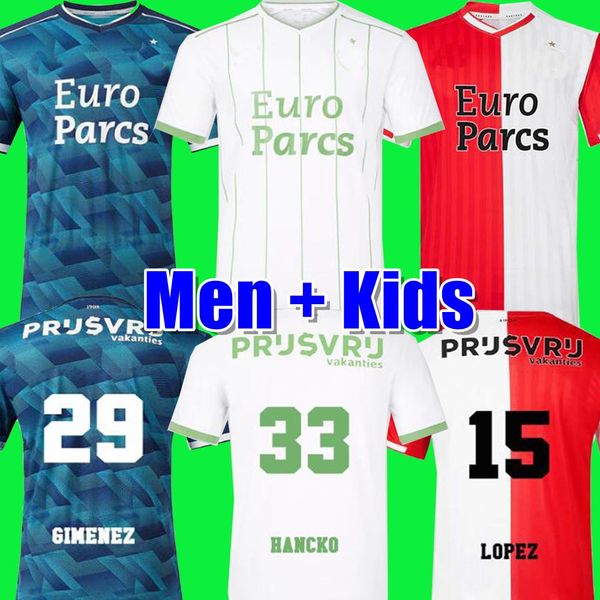 

feyenoords 2023 kokcu gimenez danilo 23 24 soccer jerseys home away third trauner 22 men kids football shirt kids hartman 5 gimenez 29 paixa, Black;yellow