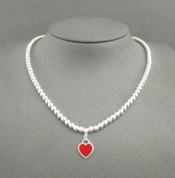 

silver luxury pendants necklaces women love heart round bead chain desinger jewelry love necklace valentine039s day couple0398320739