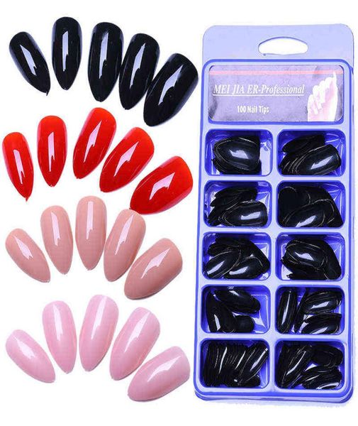 

100pc false nails pointed sharp candy black purple fake nails easy remove full cover medium artificial nail art tips6138067, Red;gold