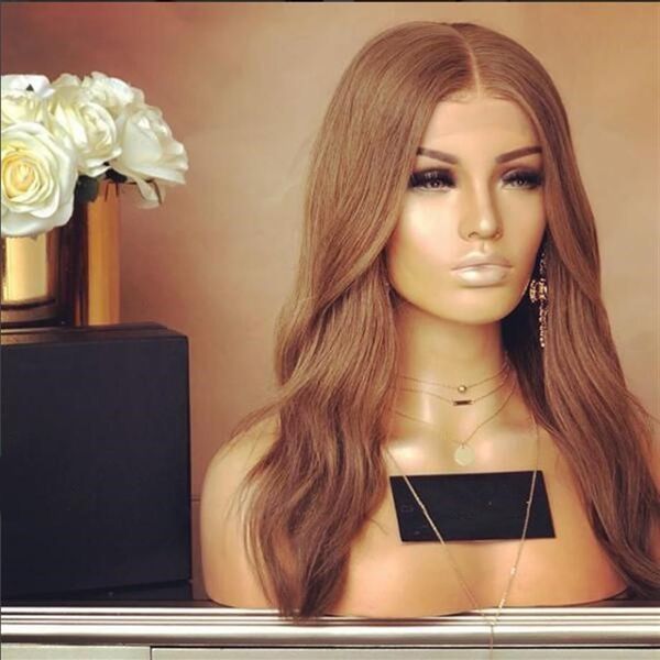 

27 honey blonde lace frontal human hair wigs for black women body wave brazilian virgin hair natural hairline197q, Black;brown