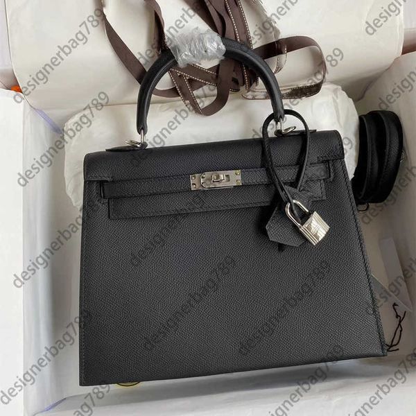 

9a high-end handmade wax line female designer luxury leather handbag classic fashion commuter large capacity bag shoulder crossbody epsom wi