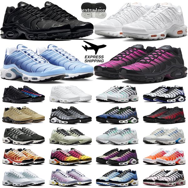

tn runing shoes men women terrascape plus triple white black laser blue multi color wolf grey mens trainer sports sneakers, White;red
