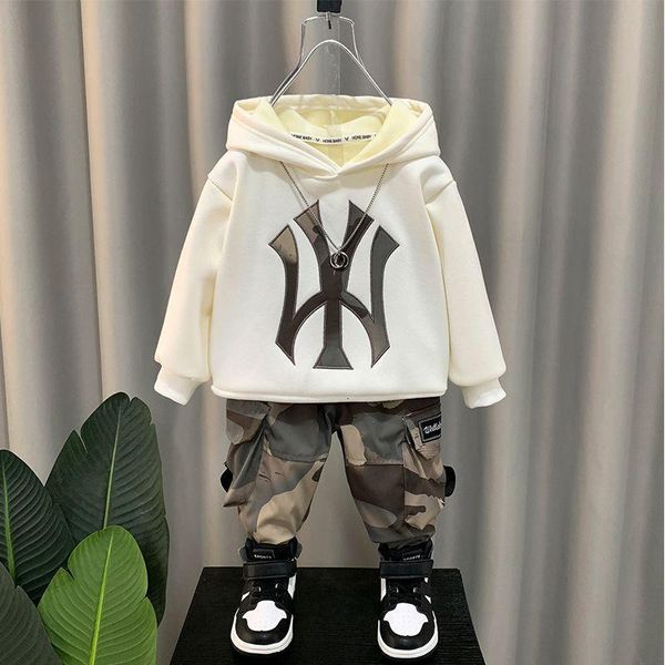 

clothing sets childrens hooded cotton tracksuit boys fashion two piece kids clothes coat pant sets autumn winter 2 3 4 5 6 7 8 9 10 years 23, White