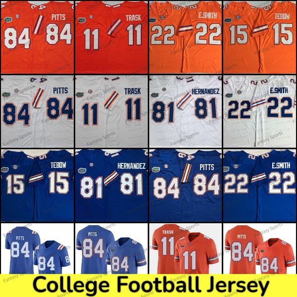

florida gators 15 tim tebow college football jersey 84 kyle pitts 11 kyle trask 81 aaron hernandez 22 emmitt smith white football jerseys or, Black