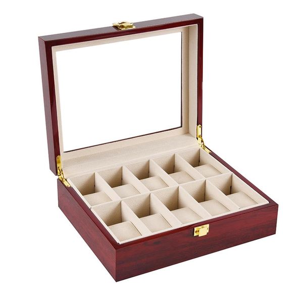 

2 3 5 6 10 12 slots watch box storage with red black wooden glass case bracelet display casket watches holder casket 2 3296, Black;blue