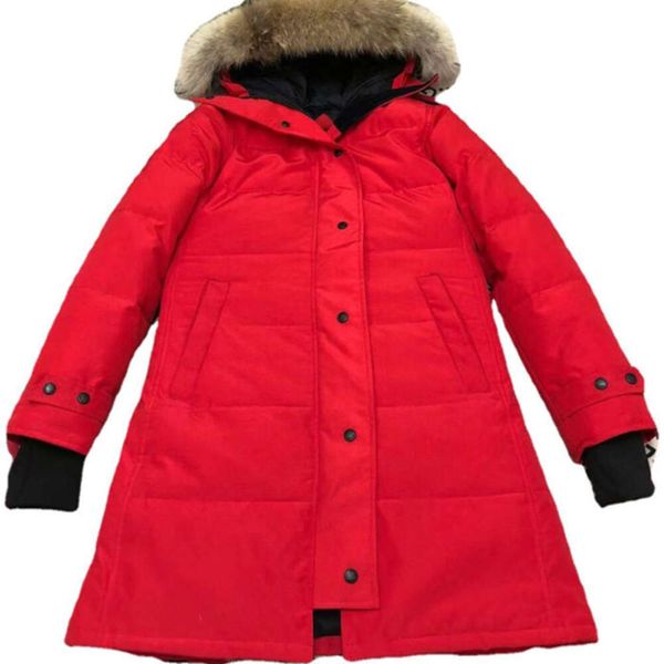 

designer canadian goose mid length version puffer down womens jacket down parkas winter thick warm coats womens windproof streetwear480, Black