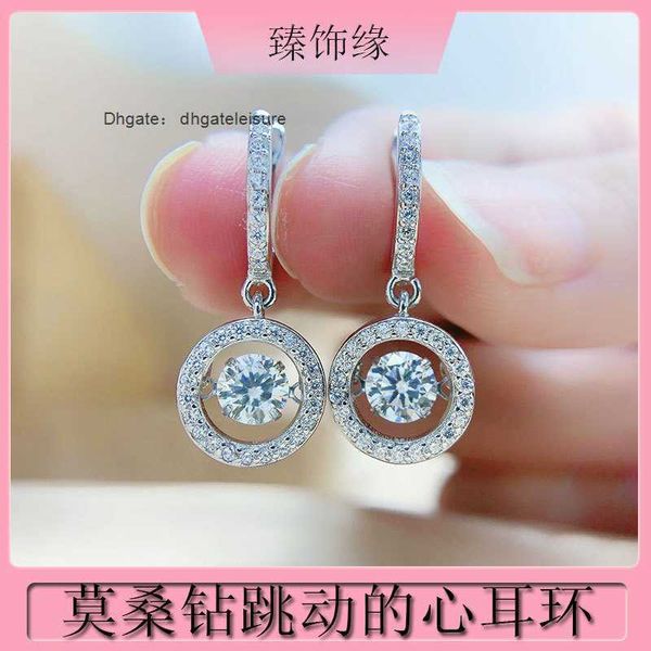 

sterling silver s925 mosang stone jumping heart earrings with smart earrings advanced d color mosang diamonds, Golden