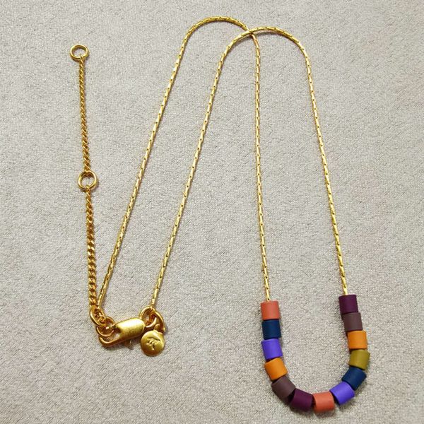 

designer's m bohemian ethnic style design rainbow aron color women's jewelry short necklace collarbone chain temperament versatile, Silver