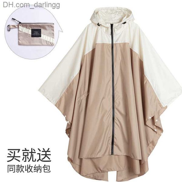 

1pc eva raincoat women with hat zipper slicker poncho rainwear stylish long style waterproof environmental rain jacket q230824