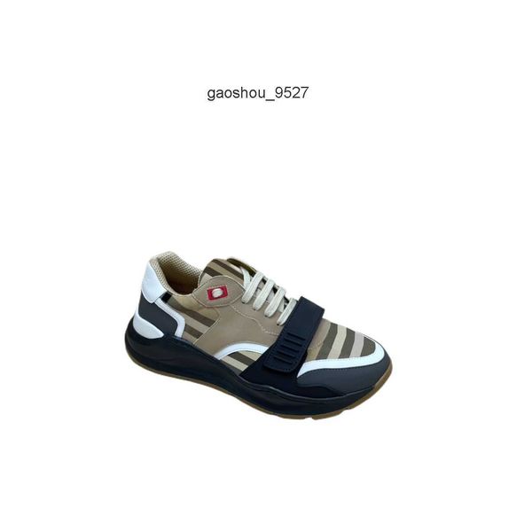 

triplecrossed shoes designer man plaid pattern shoes men burberies stitching red white height boosting sneaker lace up burbreries leathers l, Black