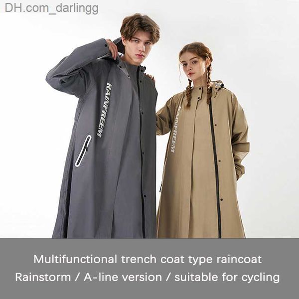 

fashion multifunctional windbreaker type raincoat double placket waterproof rain poncho outdoor hiking riding couple rainsuit q230824