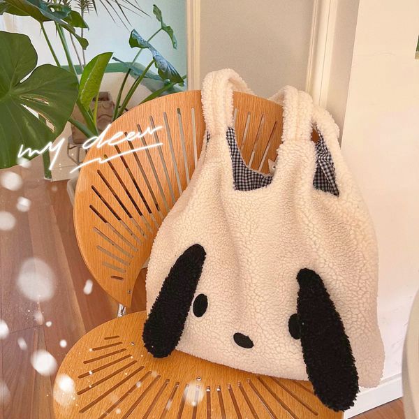 

evening bags big ears imitation lamb hair shoulder bag for women soft warm plush tote bag large-capacity shopper bag kawaii handbags sac 230