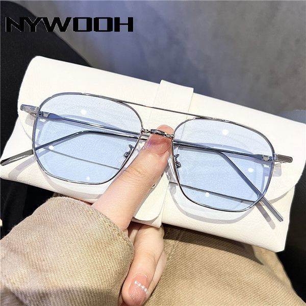 

sunglasses nywooh square for women men brand designer rectangle sun glasses men vintage eyeglasses uv400 mirror 230824, White;black