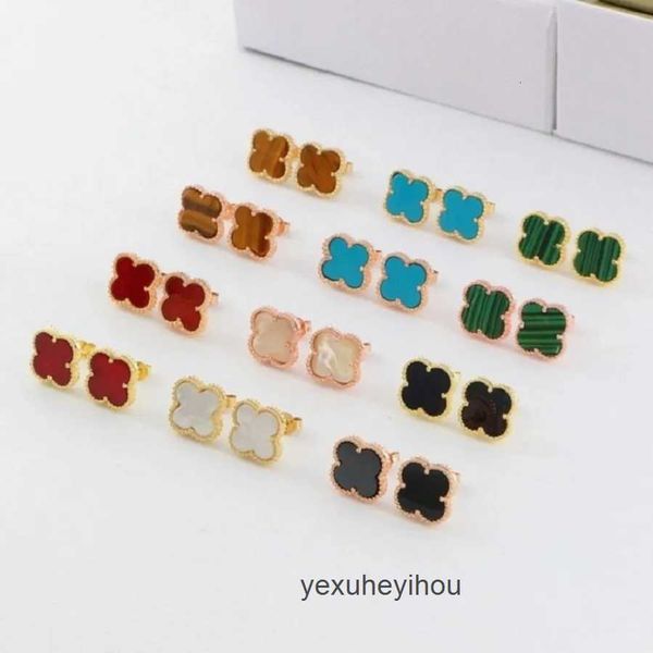 

stud earrings love four-leaf clover earrings for fashion wedding earring jewelry-s1, Golden;silver