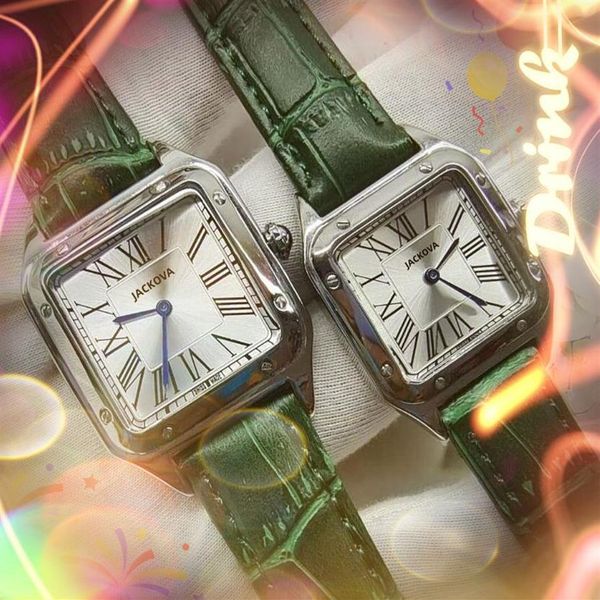 

couple quartz fashion mens womens watches auto date square roman simple two pins quartz movement luxury business accessories holid284m, Slivery;brown