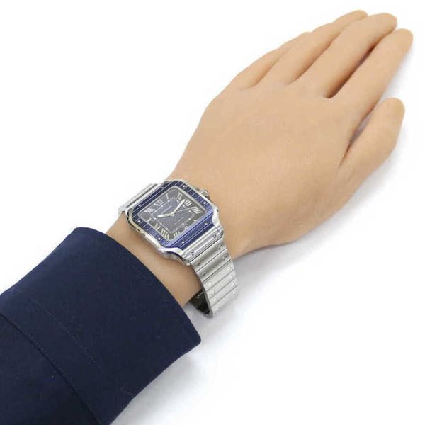 

designer wristwatch santos de blue dial men's watch wssa0030 hiyg mechanical montre cater luxe prx uhr with box perfect gift, Slivery;golden