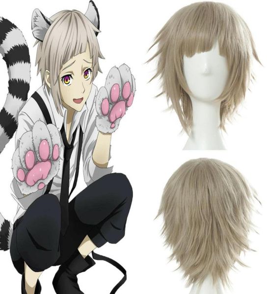 

bungo stray dogs nakajima atsushi cosplay wigs short straight light brown wigs6415033, Black