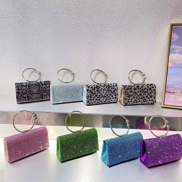 

evening bags metal round handle bag women luxury designer bling crystal leopard pattern clutch purses and handbags wedding 230823